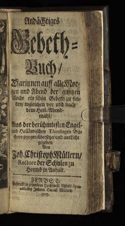 Andächtiges Gebeth-Buch /
