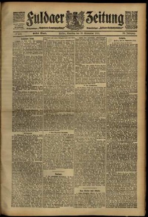 Erste Ausgabe vom Samstag, den 28. September 1912.