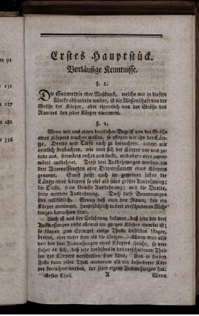 Erstes Hauptstück. Vorläufige Kenntnisse.