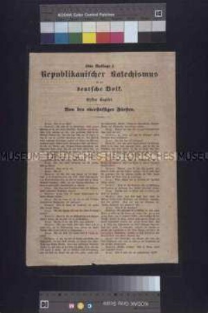 Flugblatt: Republikanischer Katechismus für das deutsche Volk; undatiert