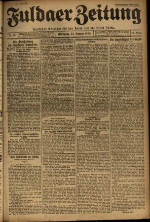 Erste Ausgabe vom Mittwoch, den 23. Januar 1924.