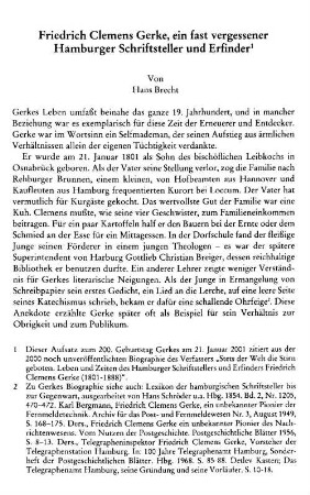 Friedrich Clemens Gerke : ein fast vergessener Hamburger Schriftsteller und Erfinder