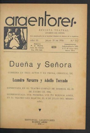 1936011200: Dueña y señora : comedia en tres actos y en prosa