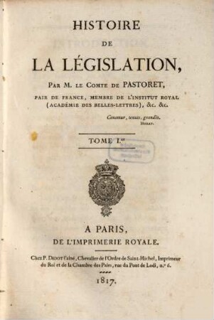 Histoire de la législation, 1