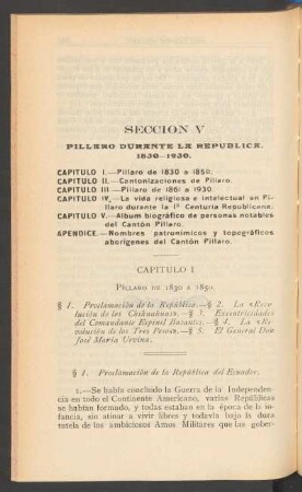 Capítulo I - Píllaro de 1830 a 1850.