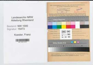 Entnazifizierung Franz Koester, geb. 24.09.1904 (Radiologe)