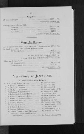 Vorschußkasse.