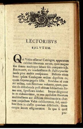 Lectoribus Salutem.