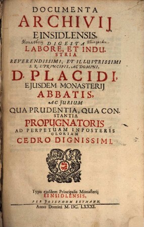 Documenta Archivii Einsidlensis