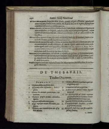 De Thesauris. Titulus Decimus
