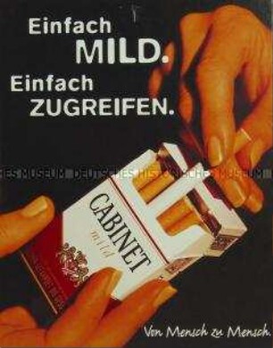 Werbeschild (doppelseitig) für "Cabinet mild"-Zigaretten