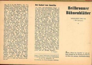 "Heilbronner Bühnenblätter" der Spielzeit 1943/44