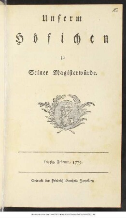 Unserm Höfichen zu Seiner Magisterwürde