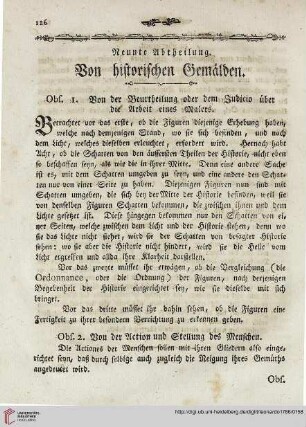 Neunte Abtheilung. Von historischen Gemälden
