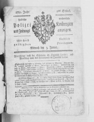 1tes Stück., Ausgabe vom 3. Januar 1781