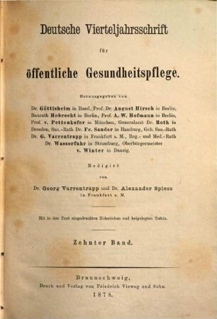 Verhandlungen der ... Versammlung der deutschen Gesellschaft für Öffentliche Gesundheitspflege. 10 = 5. 1877 (1878)