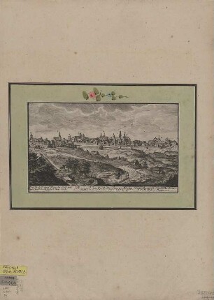 Ansicht von Freiberg, Kupferstich, um 1782 : Prospect der Stadt Freÿberg in Meisen / [Zeichner u. Stecher: Friedrich Gottlob Schlitterlau]. - [Dresden] , [1782]. - 1 Kunstbl. : Kupferst. ; 27 x 15 cm