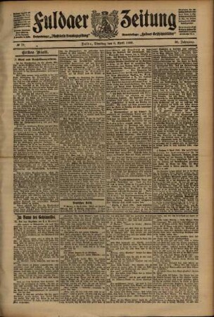 Erste Ausgabe vom Dienstag, den 06. April 1909.