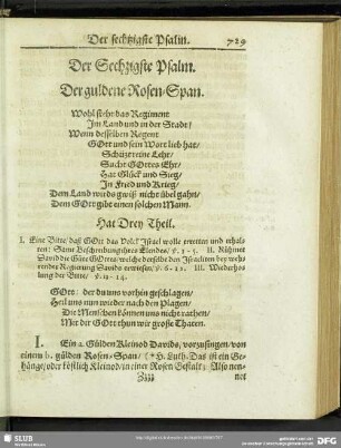 Der Sechzigste Psalm. Der guldene Rosen-Span