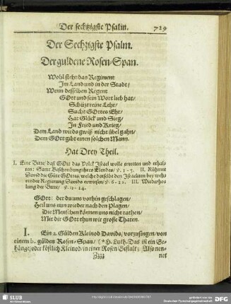 Der Sechzigste Psalm. Der guldene Rosen-Span