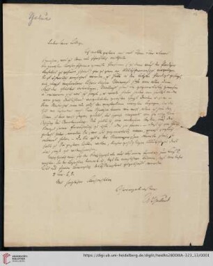 Korrespondenz August Tholuck / Carl Ullmann: Brief von August Tholuck an Carl Ullmann