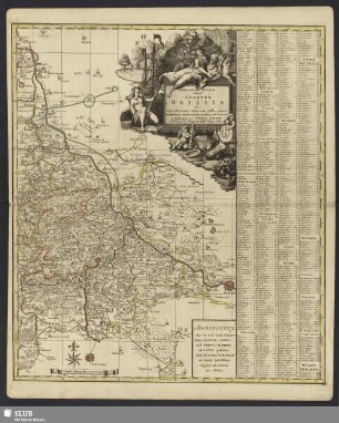 Geographischer Entwurf derer Aemmter Meissen als Creys-Procuratur-Schul-und Stiffts-Ammt benebst denen Aemmtern Nossen, Oschatz, und Wurtzen