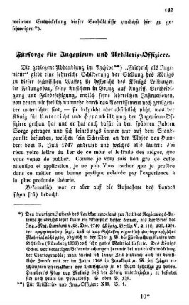 Fürsorge für die Ingenieur- urn Artillerie-Offiziere