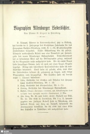 Biographien Altenburger Liederdichter