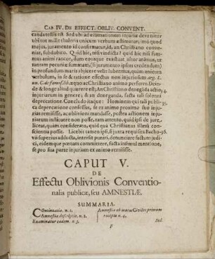 Caput V. De Effectu Oblivionis Conventionalis publicæ, seu Amnestiæ.