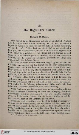 Der Begriff der Einheit