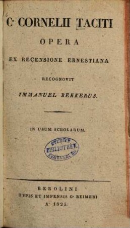 Opera : Ex recensione Ernestiana. In usum scholarum