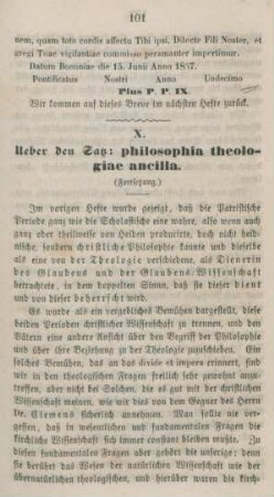 101-113 Ueber den Satz: philosophia theologiae ancilla : Fortsetzung