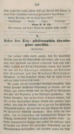 101-113 Ueber den Satz: philosophia theologiae ancilla : Fortsetzung