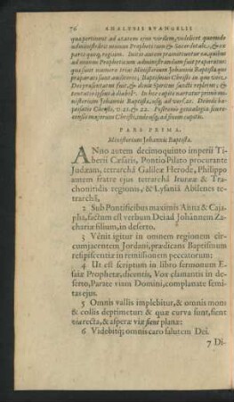 Pars Prima. Ministerium Johannis Baptistae.