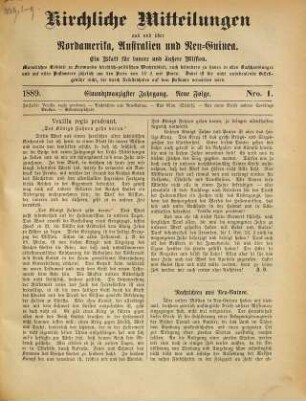 Kirchliche Mitteilungen aus und über Nordamerika, Australien und Neu-Guinea : Organ der Neuendettelsauer Mission. 1889 = N.F., Jg. 21