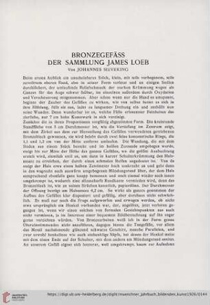 Neue Folge Band III: Bronzegefäss der Sammlung James Loeb