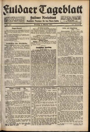 Ausgabe vom Dienstag, den 04. Oktober 1921.