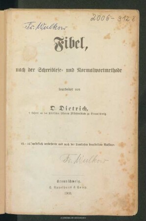 Fibel, nach der Schreiblese- und Normalwortmethode