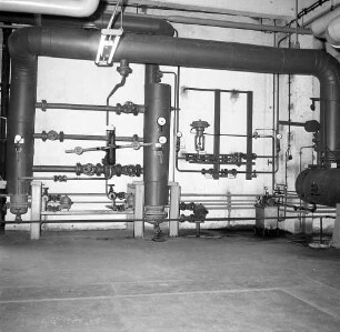 Roßwein. VEB Terra-Schuhfabrik. Einweihung der neuen Heizanlage. Heizkeller (Teilansicht) mit Heizungsanlage