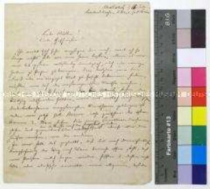Feldpostbrief des Gefreiten Fritz Baedeker aus seinem Quartier in Schöllschitz an seine Mutter und Geschwister über seine Erlebnisse in der Schlacht bei Königgrätz