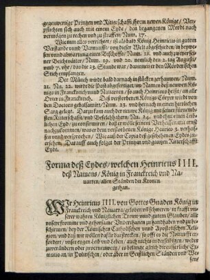 Forma deß Eydes/ welchen Heinricus IIII. deß Namens/ König in Franckreich und Navarren/ allen Ständen der Kronen gethan.