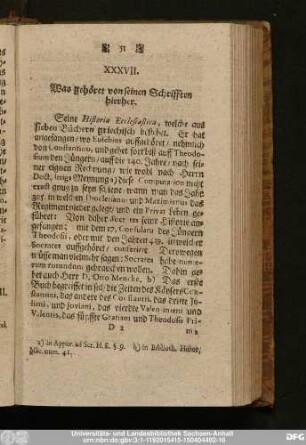 XXXVII. Was gehöret von seinen Schrifften hierher.