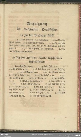 Anzeigung der wichtigsten Druckfehler