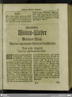 Christlicher Sitten-Lehre Anderes Buch. Von den allgemeinen Pflichten der Christen