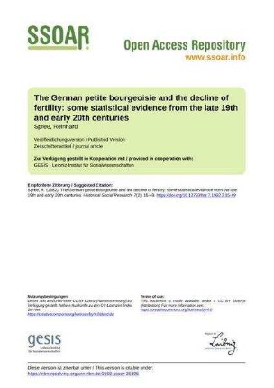 The German petite bourgeoisie and the decline of fertility: some statistical evidence from the late 19th and early 20th centuries