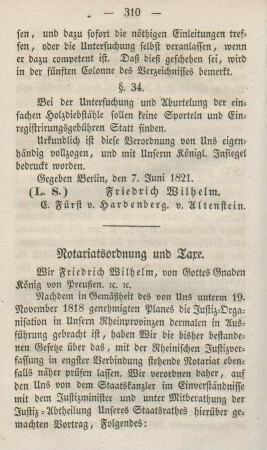 Notariatsordnung und Taxe