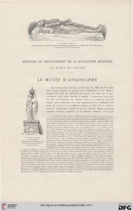12: Histoire du départment de la sculpture moderne au Musée du Louvre, [1] : le Musée d'Angoulème
