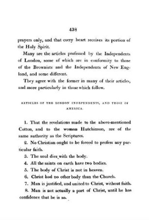 Articles of the London Independents, and those of America