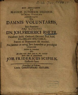 De Damnis Voluntariis