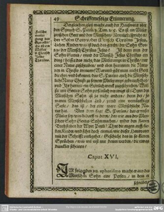 Caput XVI. Abermal ein Irrthumb in der Lehre von perso Christi